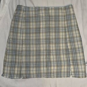 SHEIN Plaid Mini Skirt in Blue and Cream